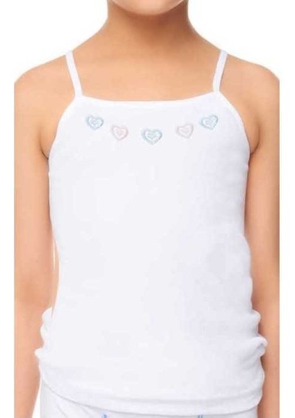 Kız Çocuk Ip Askı Işlemeli Atlet 0165 6'lı Paket