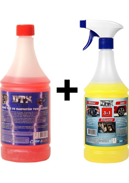 Ağır Yağ Sökücü Konsantre (1/5) 1 Litre & Motor Jant Döşeme Temizleyici 1 Litre