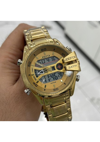 Dijital ve Anolog Çelik Sarı Spor Erkek Kol Saati