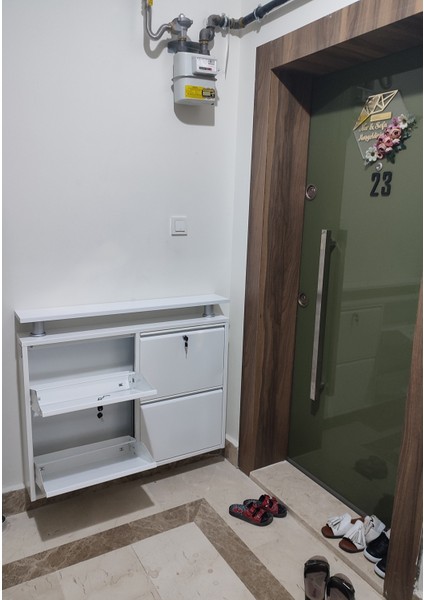 2+2 Yatay Raflı Kilitli Metal Ayakkabılık