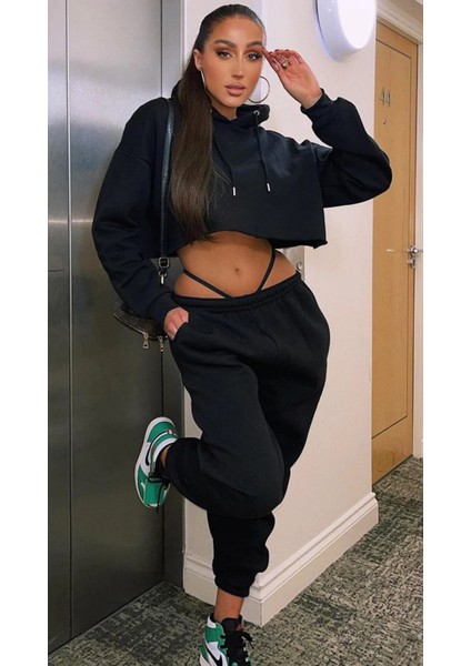 3 Iplik Büyük Beden Kışlık Gri / Siyah Kadın Yüksek Bel Kışlık Oversize Eşofman Altı fiyatları