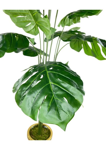 Yapay Ağaç Monstera Ağacı Salon Bitkisi Siyah Gold Metal Vazoda 130 cm 12 Yaprak fiyatları