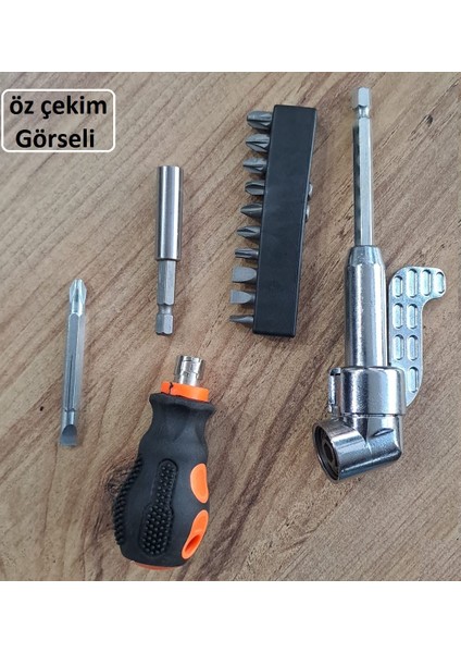 Kör Köşe Vidalama Tornavida Seti 14 Parçalı Bits Uzatma 1/4 Hex Hızlı Uç Değiştirme Takımı