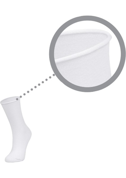 2'li Roll Top Lastiksiz Kadın Beyaz Bambu Soket Çorap modelleri