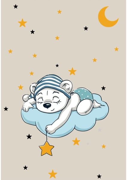 Çocuk Odası Halısı Bej Mavi Yolluk Kaymaz Yuvarlak Oval Kesme Ince Yıkanabilir Halı fiyatları