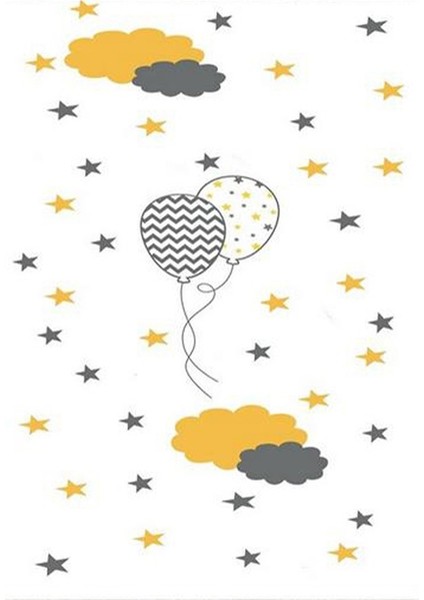 Çocuk Odası Halısı Gri Sarı Yolluk Kaymaz Yuvarlak Oval Kesme Ince Yıkanabilir Halı fiyatları