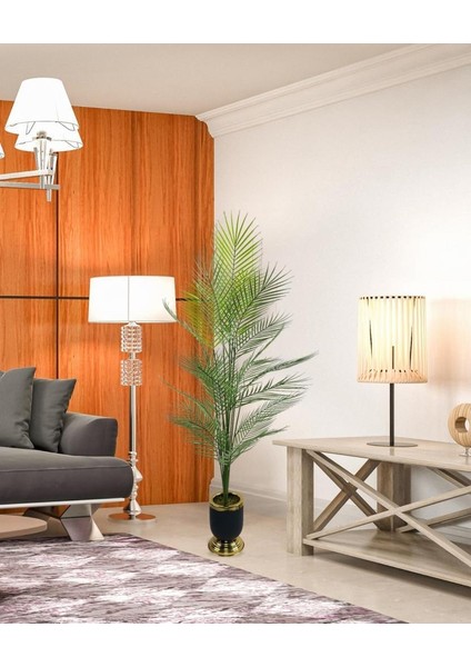 Yapay Ağaç Areka Ağacı Salon Bitkisi Siyah Gold Metal Vazoda 130 cm 12 Yaprak fiyatları