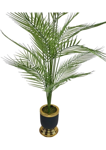Yapay Ağaç Areka Ağacı Salon Bitkisi Siyah Gold Metal Vazoda 130 cm 12 Yaprak indirimleri