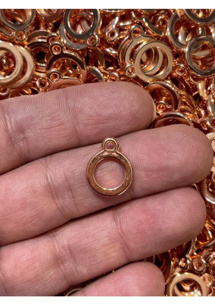 1 cm 4 mm Bakır Renk Delikli Halka Takı Kolye Ucu Hobi Tasarım Aksesuar 50 Adet