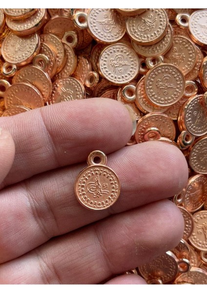 1 cm 4 mm Bakır Renk Tuğra Para Delikli Takı Kolye Ucu Hobi Tasarım Aksesuar 50 Adet