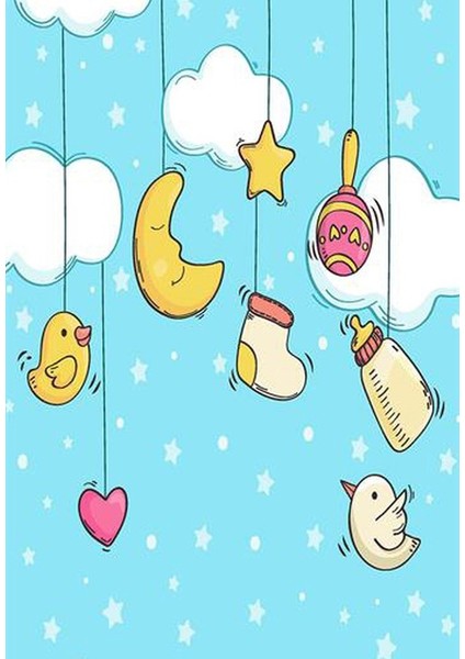 çocuk Odası Halısı Mavi Sarı Yolluk Kaymaz Yuvarlak Oval Kesme Ince Yıkanabilir Halı fiyatları