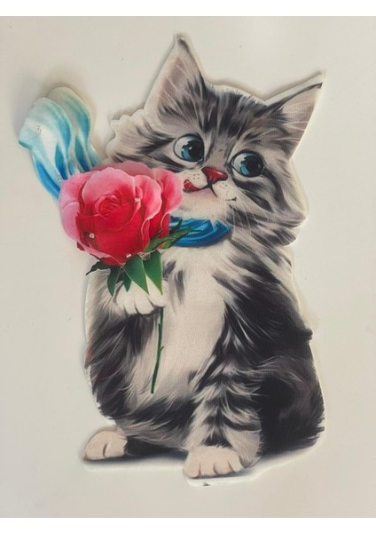 24X15 cm 3 Boyutlu Kabartma Gül ve Kedi Aplike Yama Arma fiyatları