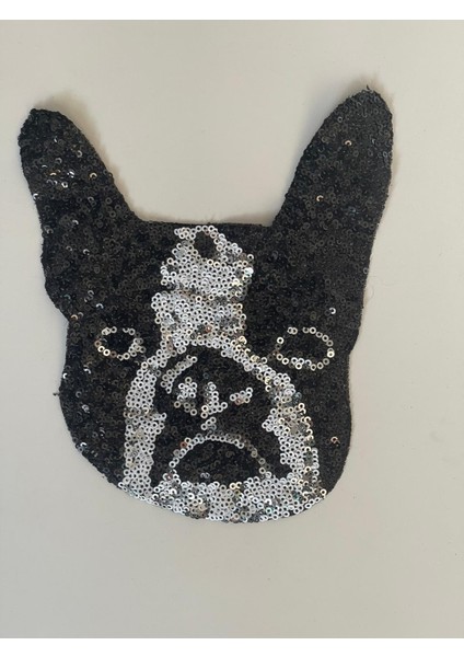 19X12 cm Pul Payetli Siyah Beyaz Aplike Yama Arma