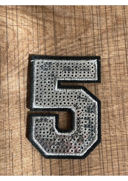 Boy 6x5 cm Pul Payetli Tasarım 5 Rakam Ütü Ile Yapışır Aplike Arma Yama