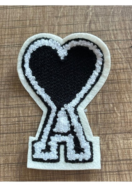 10X7 cm Triko Kalp ve A Harfli Aplike Arma Yama Boy