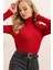 Kadın Kırmızı Boğazlı Fitilli Triko Balıkçı Yaka Kazak HZL22W-BD1445001 4