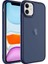 Apple iPhone 11 Kılıf Pastel Renkli Buzlu Arka Yüzey Sert PC May Kapak Lacivert 1