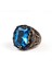 Blue Topaz Taşlı Erkek Gümüş Yüzük 5