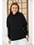 Siyah Unisex Basic Oversize Fit Kapuşonlu Içi Yumuşacık Tüylü Sweatshirt 5