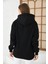 Siyah Unisex Basic Oversize Fit Kapuşonlu Içi Yumuşacık Tüylü Sweatshirt 1