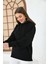 Siyah Unisex Basic Oversize Fit Kapuşonlu Içi Yumuşacık Tüylü Sweatshirt 2
