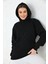 Siyah Unisex Basic Oversize Fit Kapuşonlu Içi Yumuşacık Tüylü Sweatshirt 3