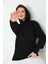 Siyah Unisex Basic Oversize Fit Kapuşonlu Içi Yumuşacık Tüylü Sweatshirt 4