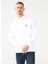 Bisiklet Yaka Beyaz Erkek Sweatshirt 3