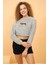 Gri Tiger Desenli Crop Poodle Peluş Pijama Takımı 3