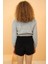 Gri Tiger Desenli Crop Poodle Peluş Pijama Takımı 5