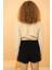 Ekru Tiger Desenli Crop Poodle Peluş Pijama Takımı 4