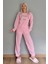 Toz Pembe Thanks Desenli Peluş Polar Pijama Takımı 5