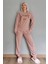 Kahve Thanks Desenli Peluş Polar Pijama Takımı 5