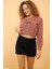 Pudra Tiger Desenli Crop Poodle Peluş Pijama Takımı 3