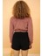 Pudra Tiger Desenli Crop Poodle Peluş Pijama Takımı 5
