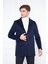 Erkek Lacivert Slim Fit Hakim Yaka Düğmeli Kaban 2