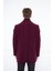 Erkek Bordo Slim Fit Sivri Yaka Düğmeli Kaban 4