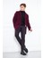 Erkek Bordo Slim Fit Sivri Yaka Düğmeli Kaban 5