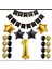 1 Yaş Happy Bırthday Yazılı Gold Siyah Balon Seti 1