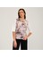 Tropikal Desen Basılı T-Shirt Bluz 4