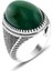 Yeşil Akik Taşlı 925 Ayar Gümüş Erkek Yüzük 3