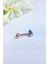 Tekli, Opal Taşlı Dikdörtgen Piercing Küpe 1