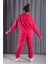 Unisex Fuşya Pembe Bol Kalıp İçi Puflu Paçası Lastikli Jogger Eşofman Altı 3