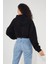 Kadın Kapüşonlu Kanguru Cepli 3 Iplik Içi Polarlı Şardonlu Basic Kalın Crop Sweatshirt 5