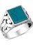 Mavi Firuze Turkuaz Taş Vintage Erkek Gümüş Yüzük 3