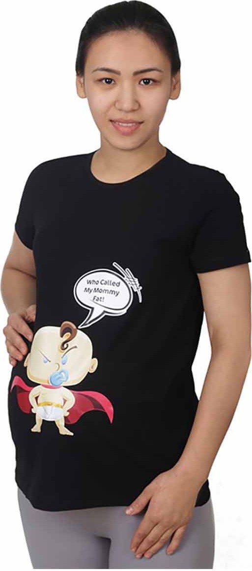 Mummy's Baby Hamile Tişört Moomy Fat Siyah görsel 2