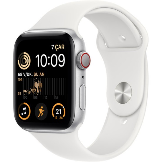 Apple Watch Se Gps + Cellular 44MM Gümüş Alüminyum Kasa ve Beyaz Spor Kordon - Normal – MNQ23TU/A