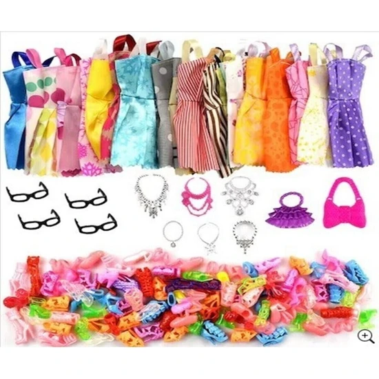 Marimari Aksesuar Kıyafet Ayakkabı Seti Frozen-Barbie- Cindy Için Uyumlu 32 Parça