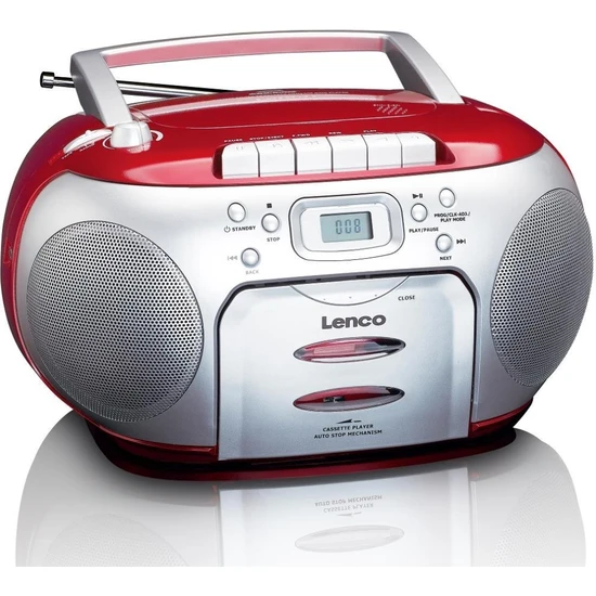 Lenco SCD-410 Rd - Taşınabilir Fm Radyo CD Kaset Çalar Müzik Seti