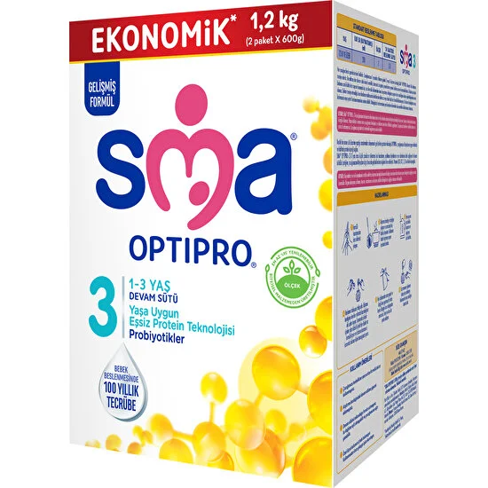 SMA Optipro 3 1200 gr (2x600g) /1-3 Yaş Devam Sütü
